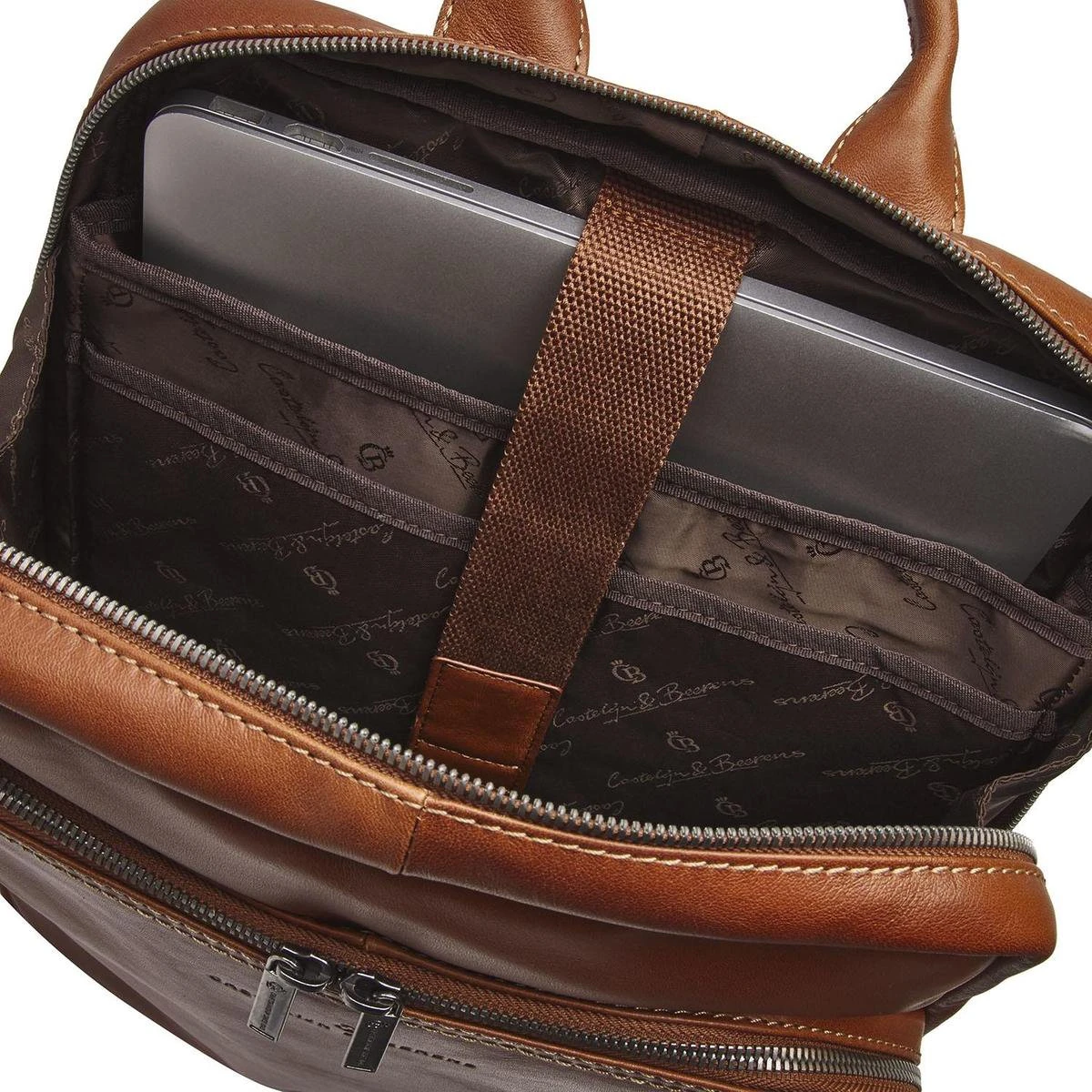 Castelijn & Beerens - Firenze Laptoprugzak 15,6 + Tablet RFID | Lichtbruin - - Afbeelding 9