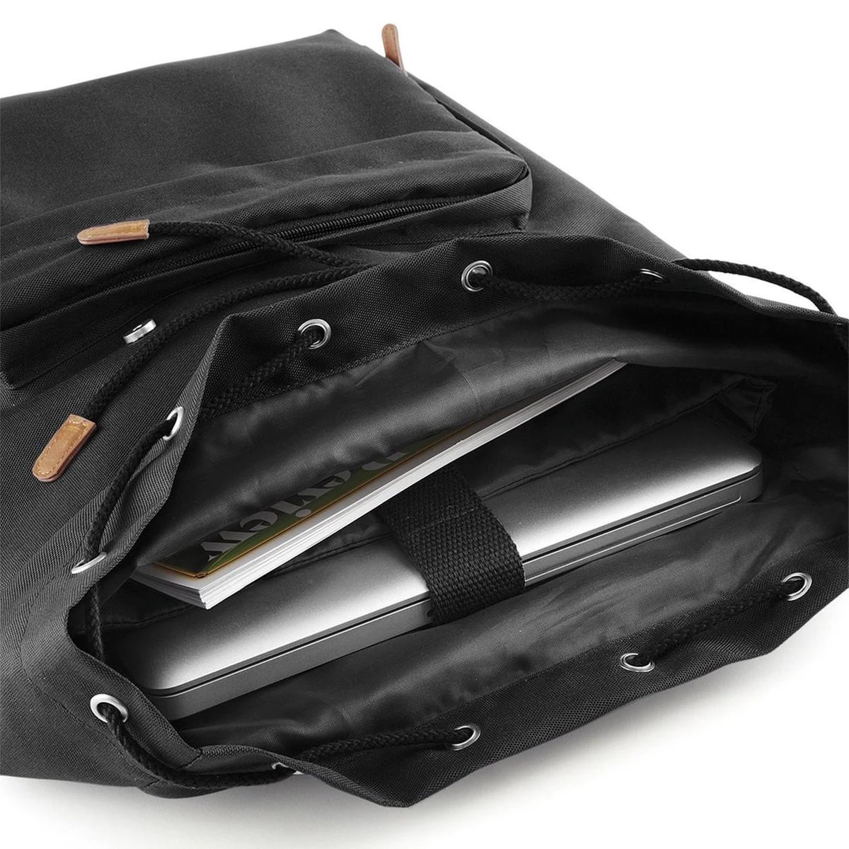 Senvi Vintage Laptop Rugzak Kleur Zwart - Bruin - 18 Liter - Afbeelding 4