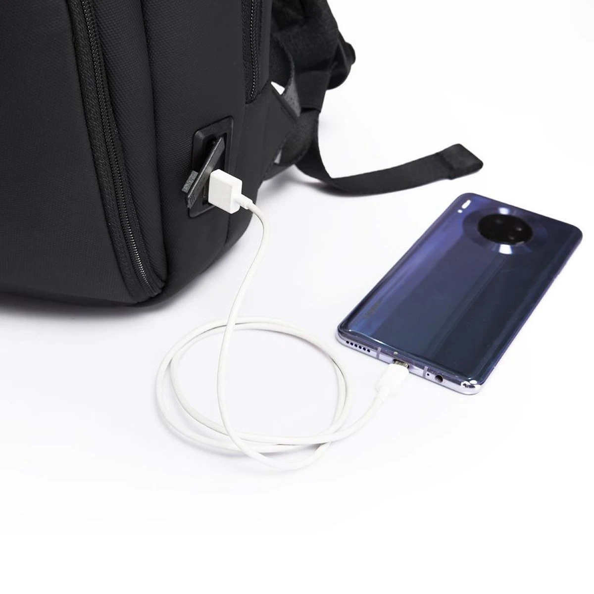 Bange Rugtas - 15,6 Inch - Laptop Rugzak - USB-aansluiting - Waterafstotend - Zwart - Incl. Smart Thermosfles - Afbeelding 5