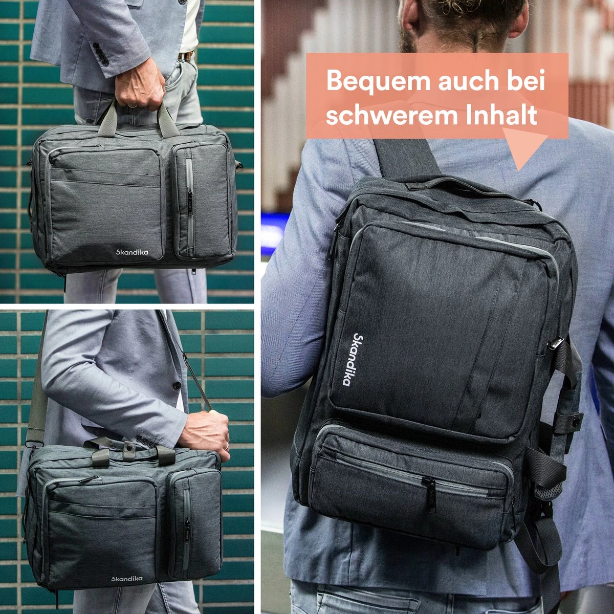 Skandika Levande Rugzak – Laptoptassen - Rugzak Dames – Rugzak Heren - Urban Style Ontwerp Rugtas – Daypack - Messenger Bag - Business Laptop Bag Reistas - Waterafstotend – 35 X 11 X 48 Cm (L X B X H) – 20 Liter - Voor School & Reizen – Grijs - Afbeelding 7