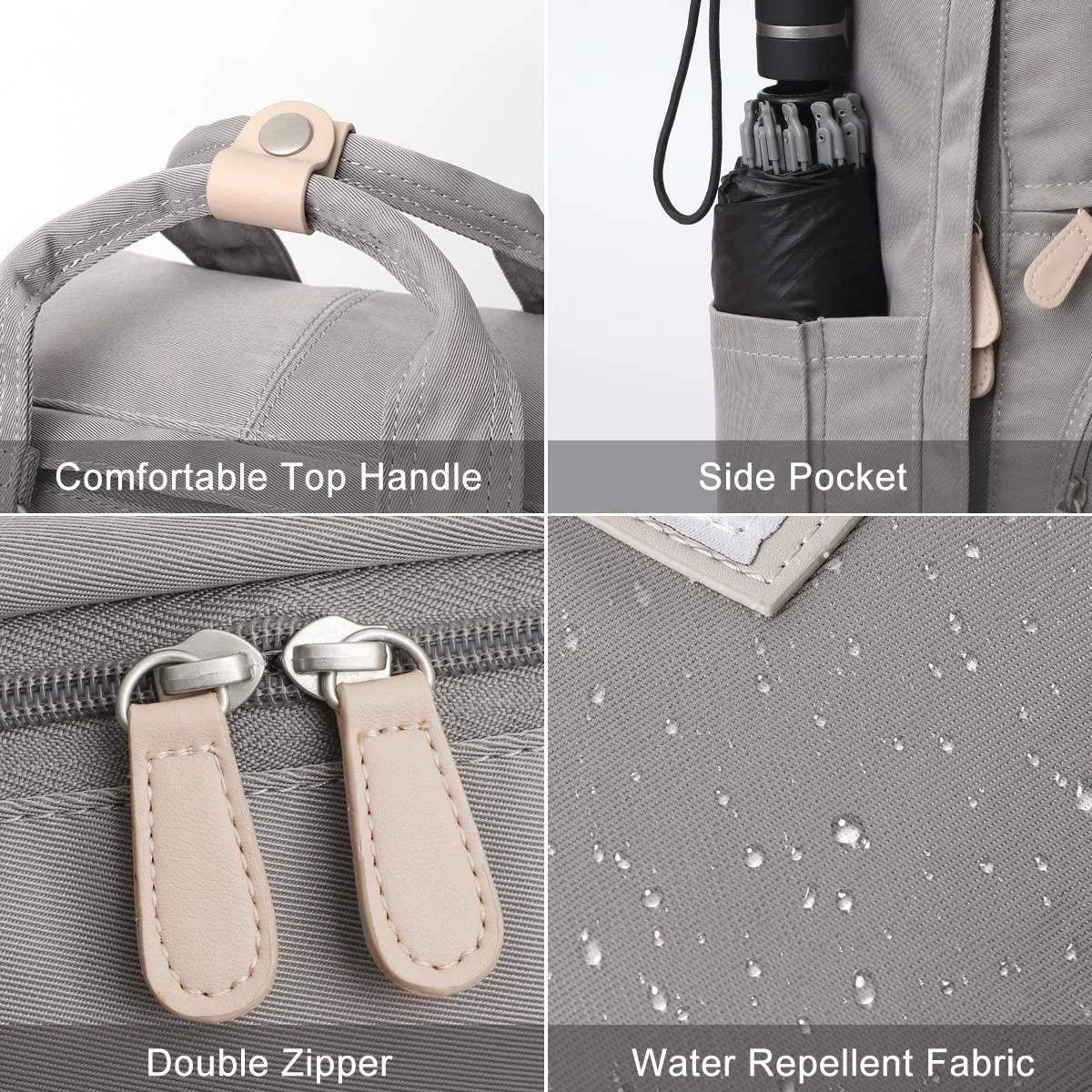 Merkloos Veran Rugtas - Rugzak - 30 Liter - 15,6" Laptopvak - Boekentas - Vintage - Heren - Dames - Laptop - School - Boekentas - Grijs - Afbeelding 4