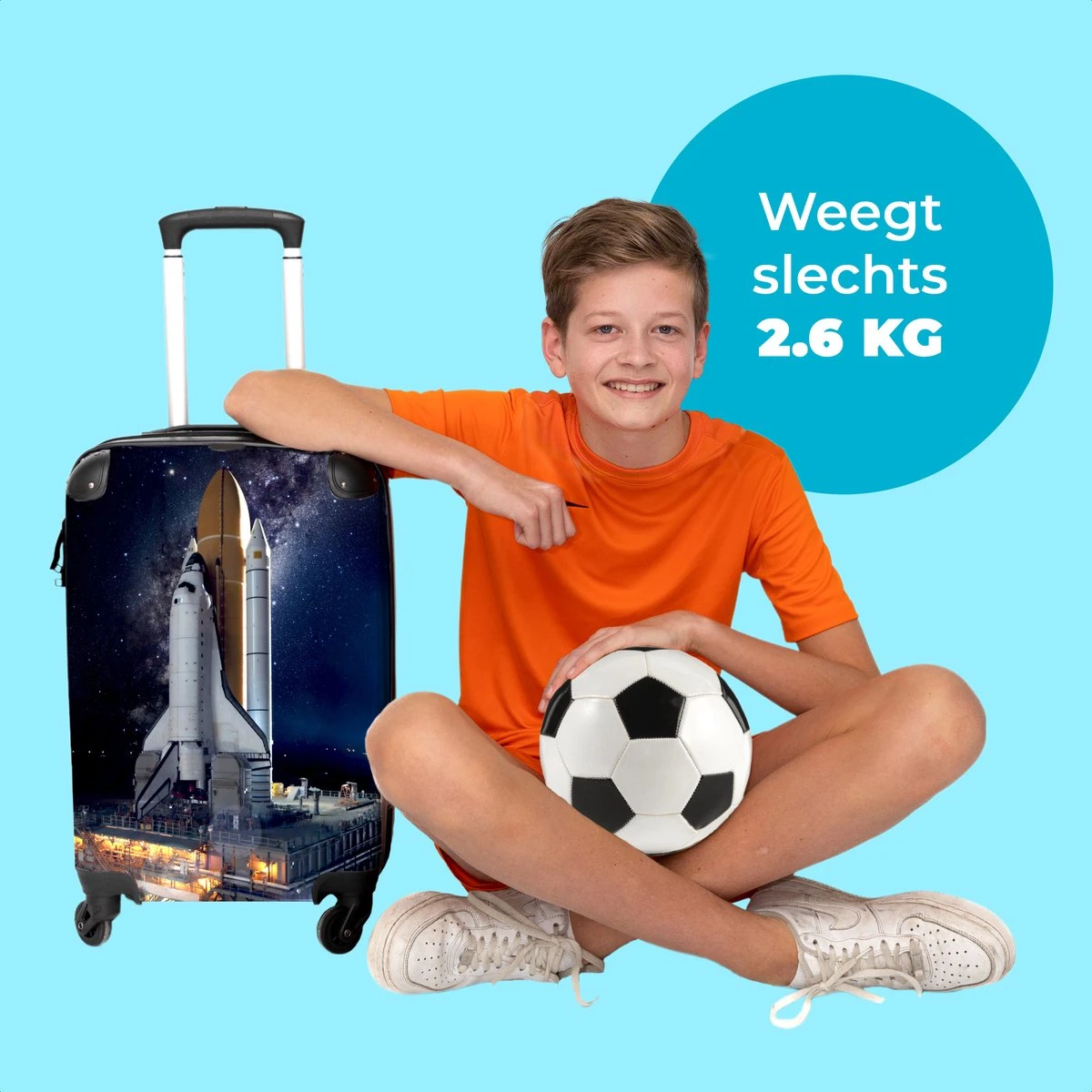 NoBoringSuitcases.com® Koffer - Ruimte - Spaceshuttle - Raket - Jongens - Past Binnen 55x40x20 Cm En 55x35x25 Cm - Handbagage - Trolley - Fotokoffer - Cabin Size - Print - Afbeelding 2