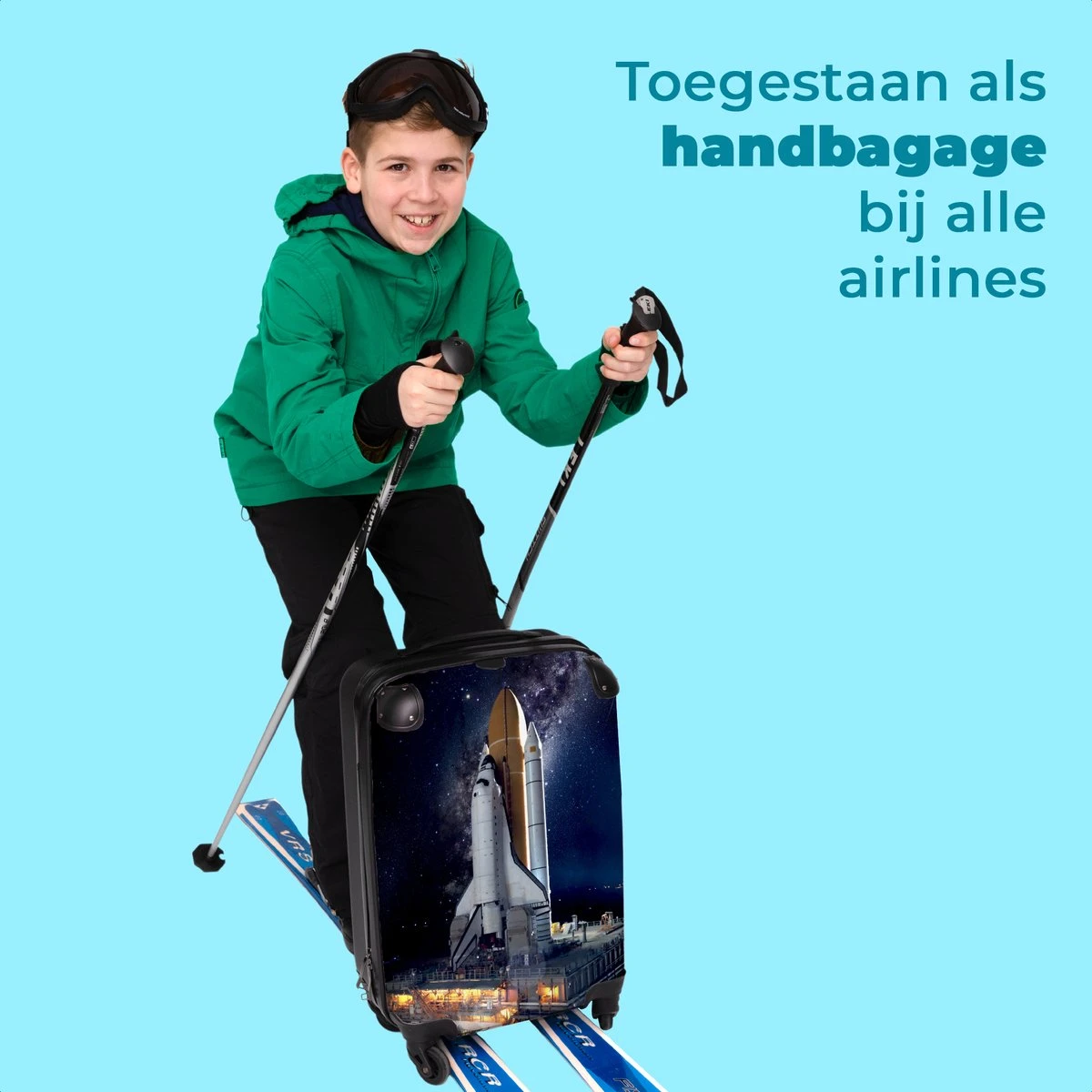 NoBoringSuitcases.com® Koffer - Ruimte - Spaceshuttle - Raket - Jongens - Past Binnen 55x40x20 Cm En 55x35x25 Cm - Handbagage - Trolley - Fotokoffer - Cabin Size - Print - Afbeelding 5