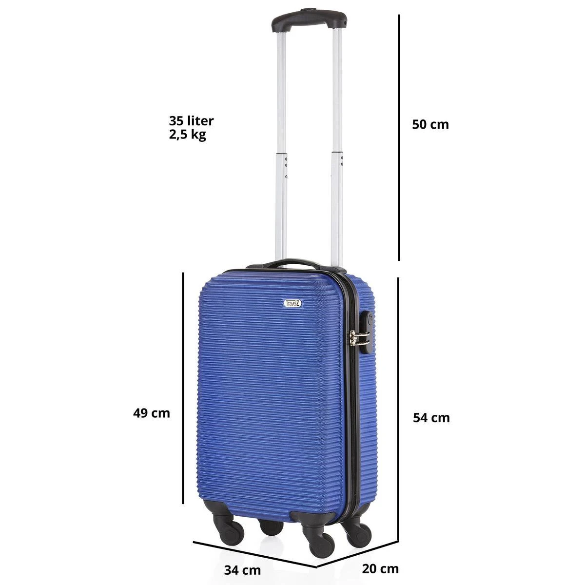 TravelZ Horizon Handbagagekoffer - 54cm Handbagage Trolley Met Gevoerde Binnenkant - Blauw - Afbeelding 8