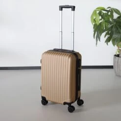 Handbagage Koffer 55cm Goud 4 Wielen Trolley Met Pin