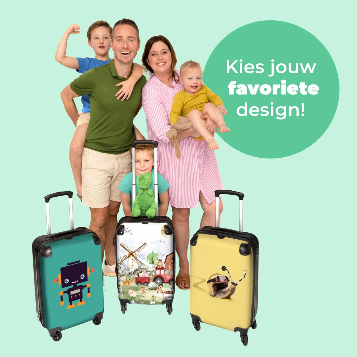 NoBoringSuitcases.com® Koffer - Boerderij - Dieren - Trekker - Jongens - Past Binnen 55x40x20 Cm En 55x35x25 Cm - Handbagage - Trolley - Fotokoffer - Cabin Size - Print - Afbeelding 8
