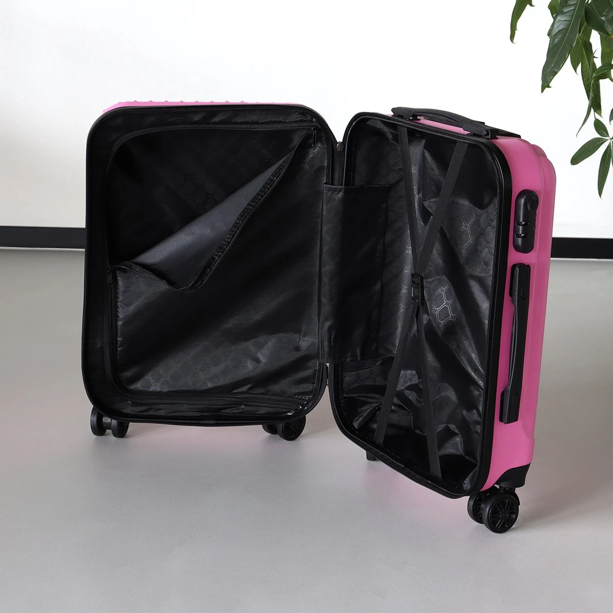 Handbagage Koffer 55cm Roze 4 Wielen Trolley Met Pin Slot - Afbeelding 4