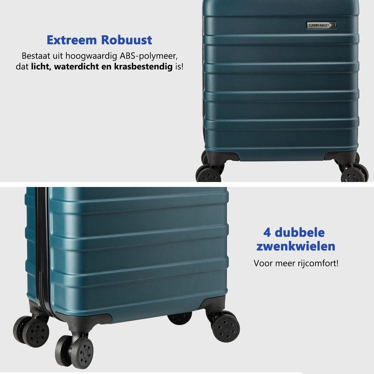 CabinMax Handbagage Koffer - Trolley 30L - Harde Reiskoffer - 45x36x20cm - Lichtgewicht - Groot Capaciteit - Endless Sea - Afbeelding 6