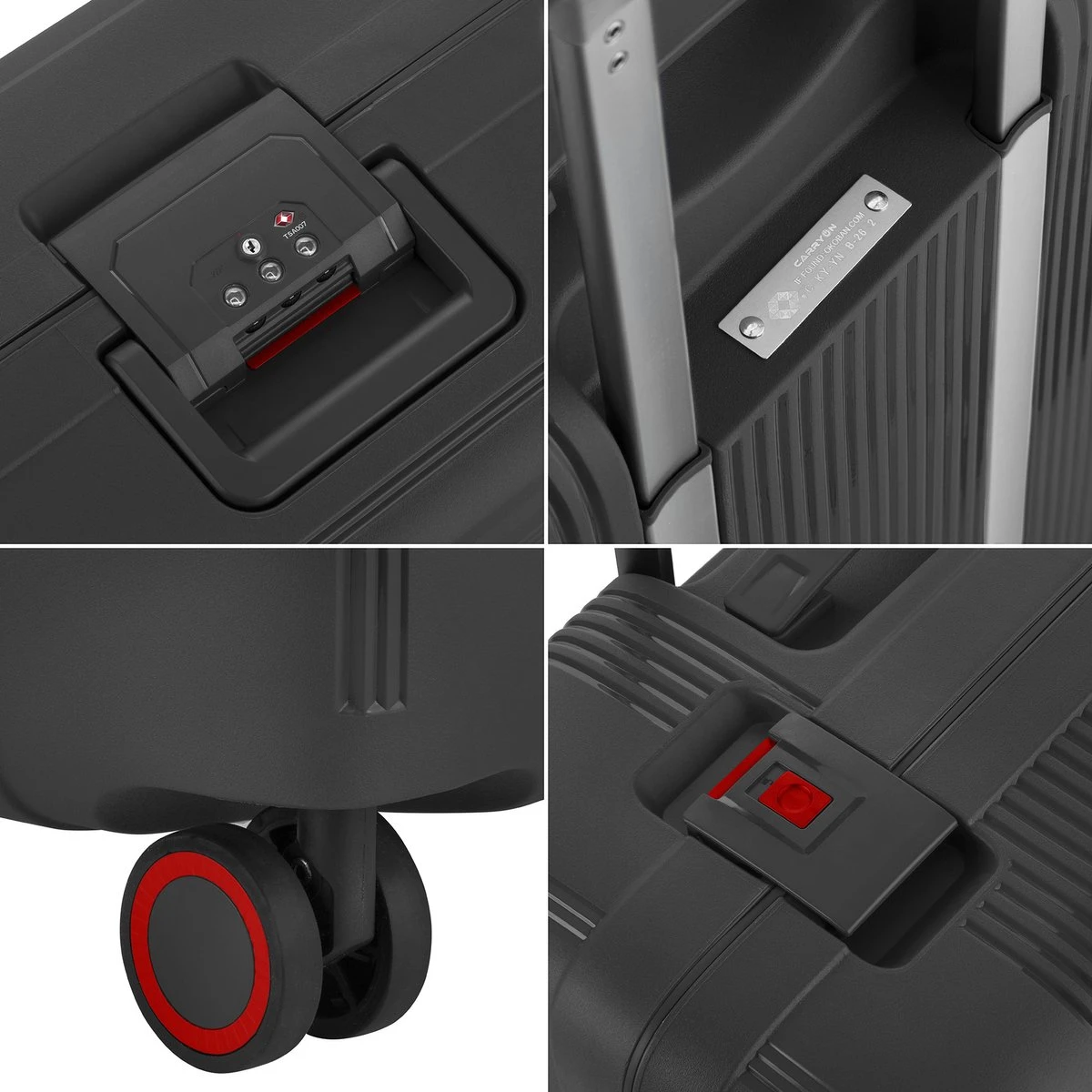 CarryOn Protector Luxe Handbagage Koffer - Trolley 55cm Met TSA-slot En Clipsluiting - Zwart - Afbeelding 5
