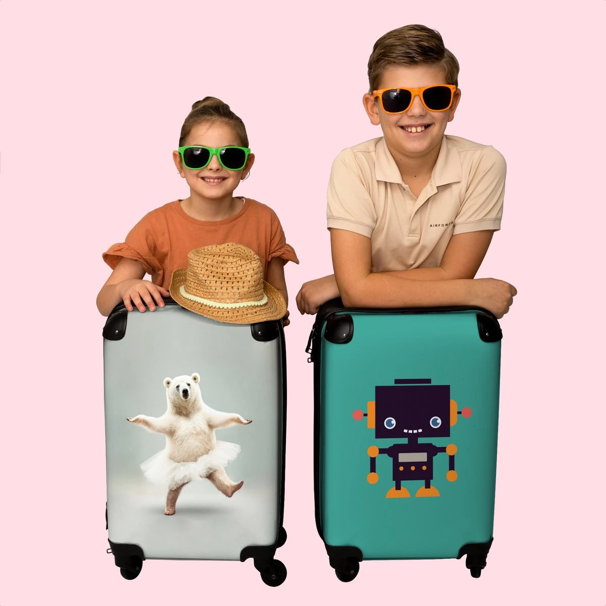 NoBoringSuitcases.com® Koffer - IJsbeer - Rok - Wit - Portret - Dieren - Trolley Op Wieltjes - Reiskoffer - Past Binnen 55x40x20 Cm En 55x35x25 Cm - Fotokoffer - Afbeelding 7