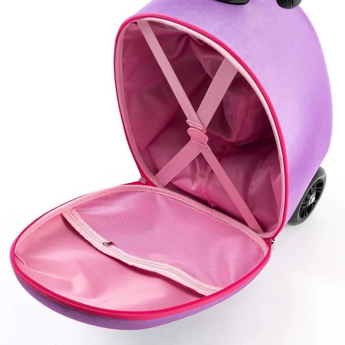 Kinderstep | Reiskoffer Met Wielen - FDBW - Koffer Kinderen | Paarse Eenhoorn | Step Met 3 Wielen - Bouncy Box 50 Kilo 40x20x25 Cm + Nekkussen Vliegtuig - Afbeelding 3