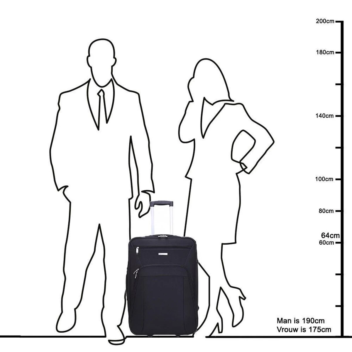 Decent Basic-Line Medium Trolley 63 Cm - Zwart - Afbeelding 7