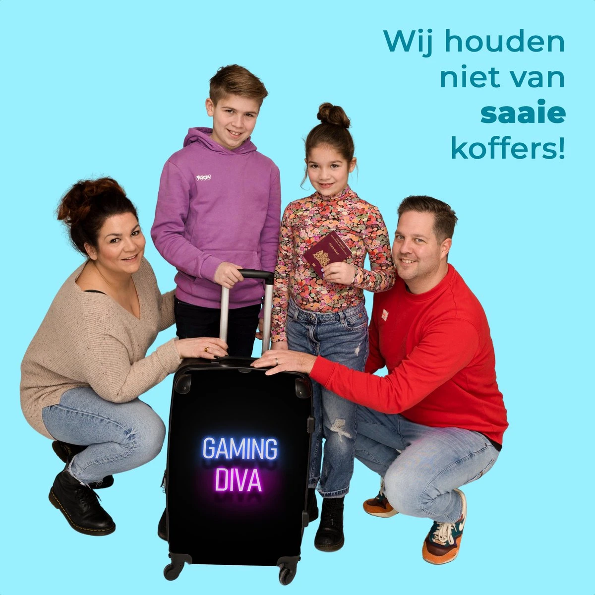 NoBoringSuitcases.com® Koffer Groot - Gaming - Quotes - Neon - Gaming Diva - Vrouwen - Trolley Koffer Met TSA-slot - Met Wielen - 90 Liter - Reiskoffer - 66 Cm - Afbeelding 5