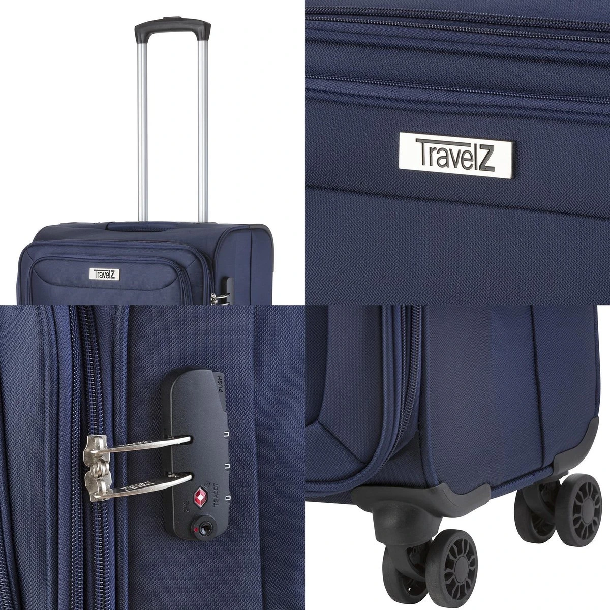 Travelz Softspinner TSA Reiskoffer 77cm - Zachte Reiskoffer Met Expander 104 + 16 Ltr - Blauw - Afbeelding 4