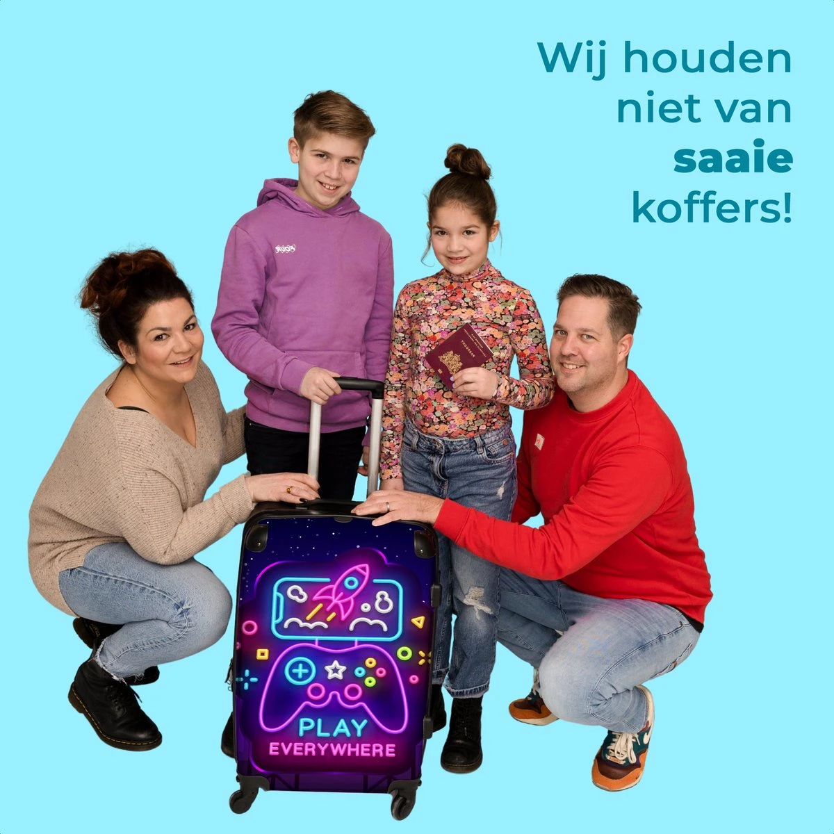 NoBoringSuitcases.com® Koffer Groot - Gaming - Console - Neon - Jongens - Trolley Koffer Met TSA-slot - Met Wielen - 90 Liter - Reiskoffer - 66 Cm - Afbeelding 5