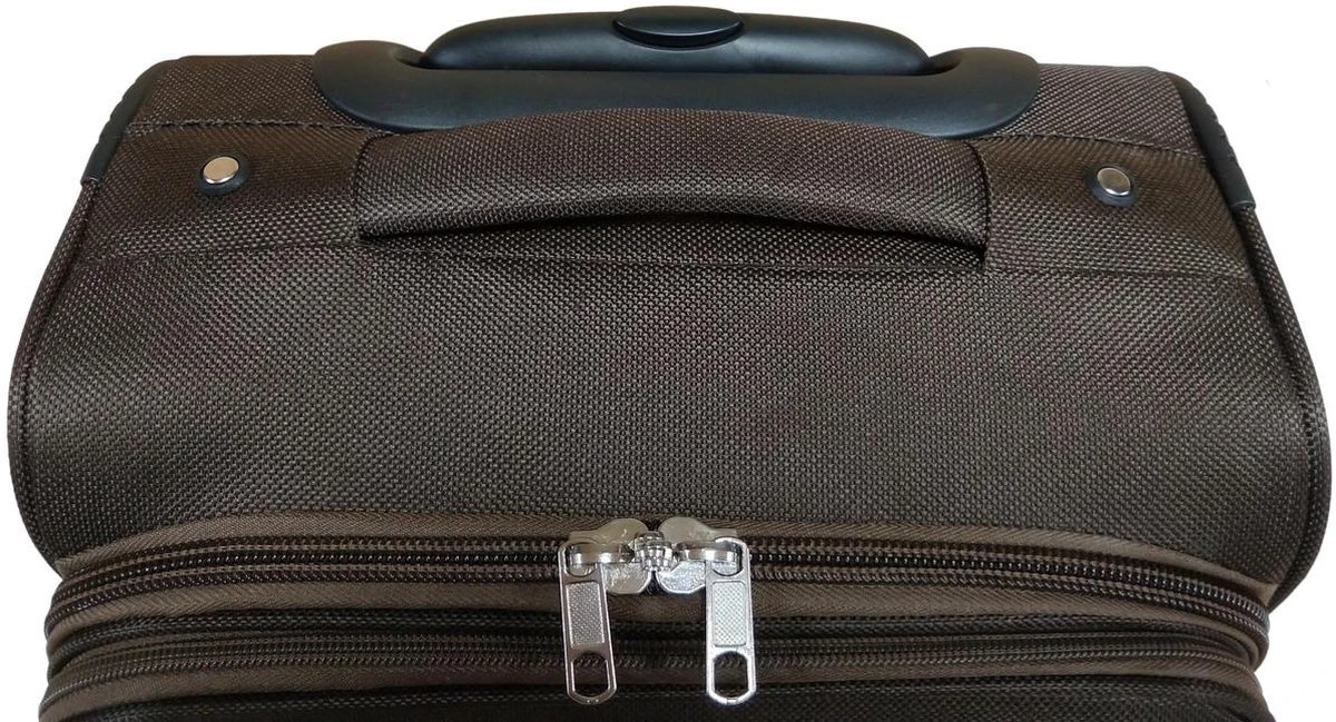 Stoffen Handbagage Koffer 51cm 4 Wielen Trolley - Bruin - Afbeelding 7