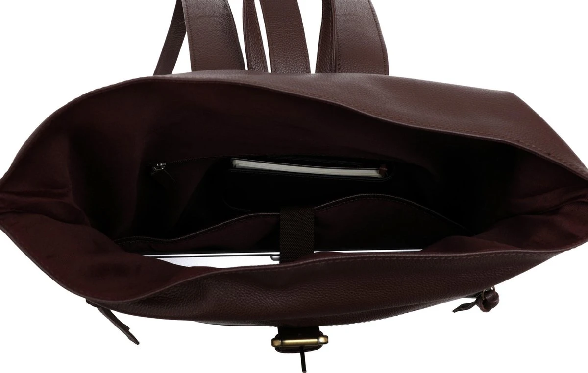 Grayham Franklin Leren Roll-top Rugzak - Donkerbruin - Met Laptopvak - 100% Leer - Afbeelding 4