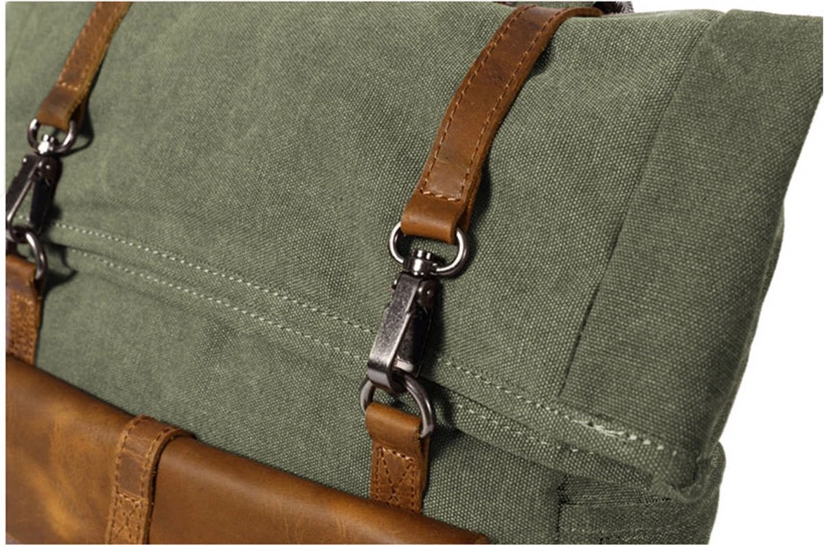 MORGNTAU - Ukiyo - Rugzak - Backpack - Groen - Canvas - Leer - Afbeelding 7
