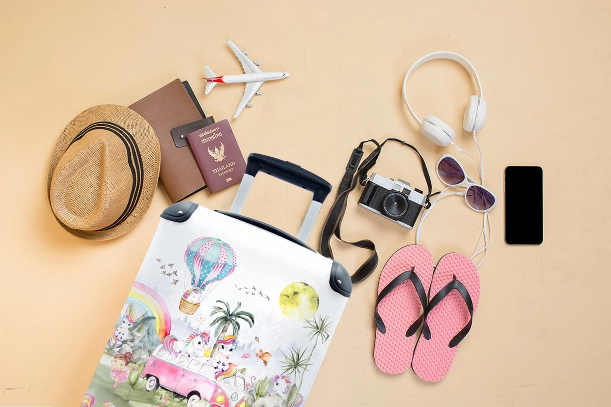 Koffer - Unicorn - Regenboog - Kinderen - 35x55x20 Cm - Handbagage - Trolley - Fotokoffer - Afbeelding 4