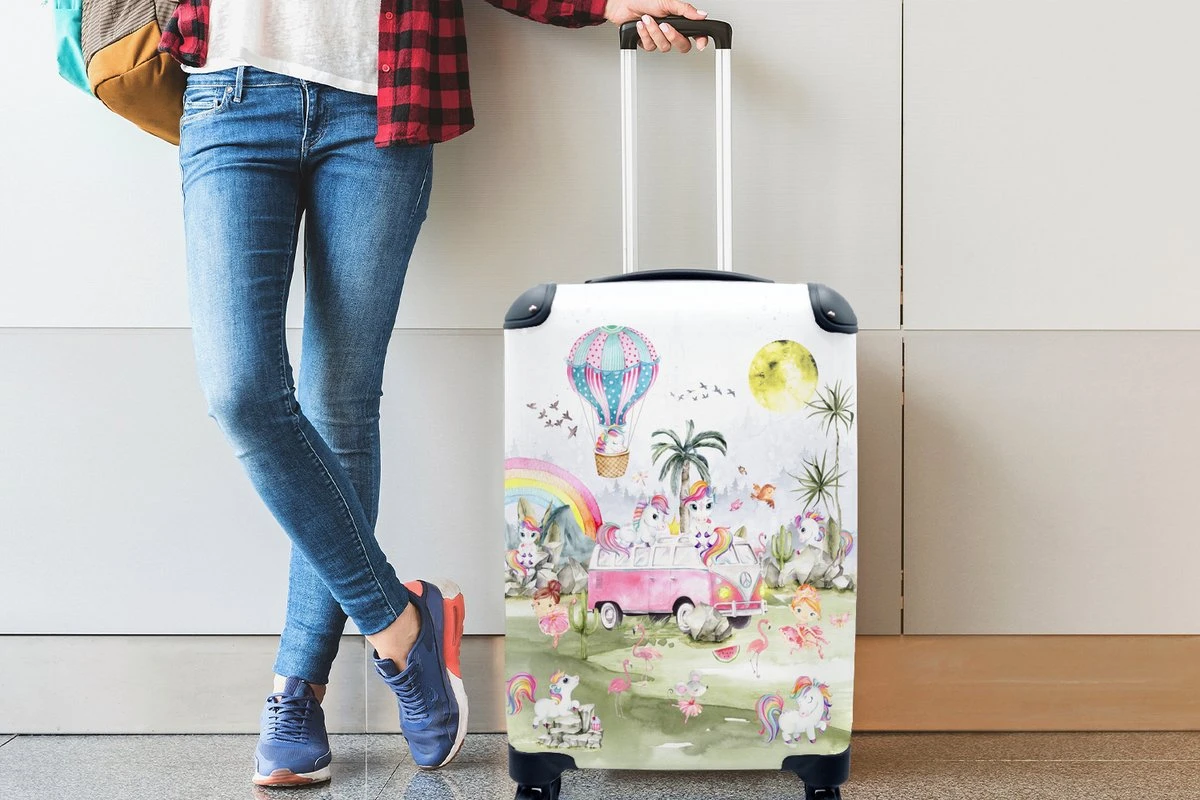 Koffer - Unicorn - Regenboog - Kinderen - 35x55x20 Cm - Handbagage - Trolley - Fotokoffer - Afbeelding 5