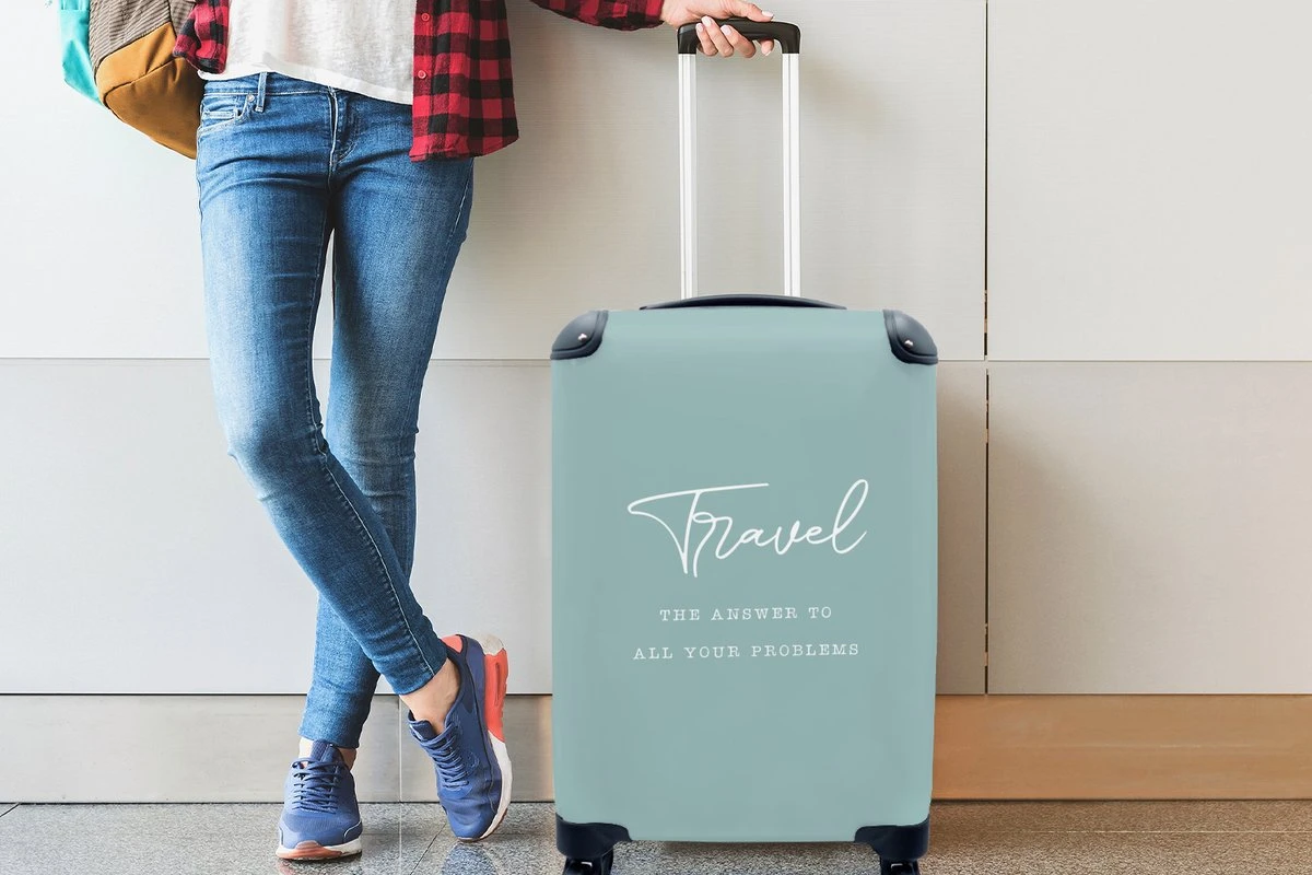 MuchoWow® Koffer - Spreuken - Quotes - The Answer To All Your Problems - Travel - Reizen - Past Binnen 55x40x20 Cm En 55x35x25 Cm - Handbagage - Trolley - Fotokoffer - Cabin Size - Print - Afbeelding 5