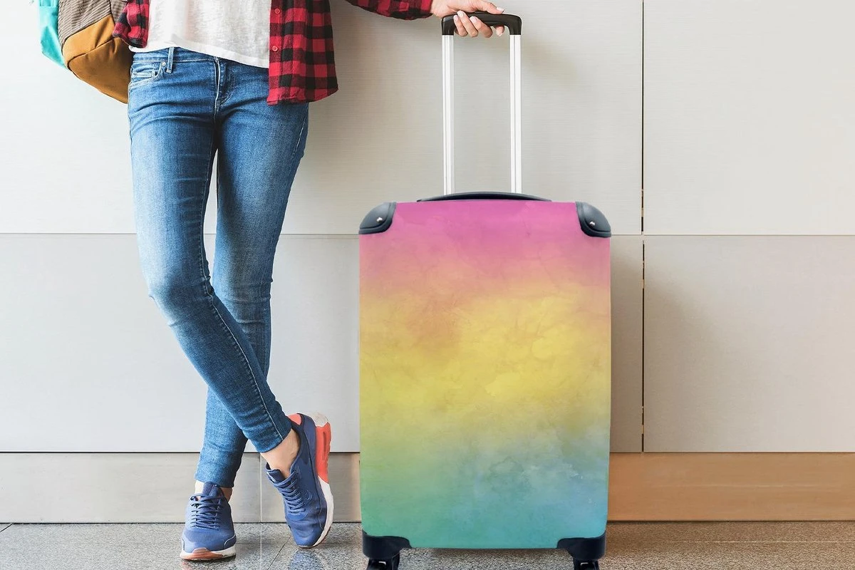 Koffer - Meisje - Regenboog - Trap - Wolken - Kinderen - Koffer Meisje - 35x55x20 Cm - Handbagage - Trolley - Reiskoffer - Afbeelding 5