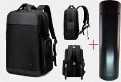 Golden Wolf Rugzak Anti-diefstal / Rugtas / Reistas / Weekendtas / Schooltas / 46x31x18(of 27)cm (25 Of 37l)/ Laptop 17 Inch / USB -oplaadpoort / Zwart / Waterfles
