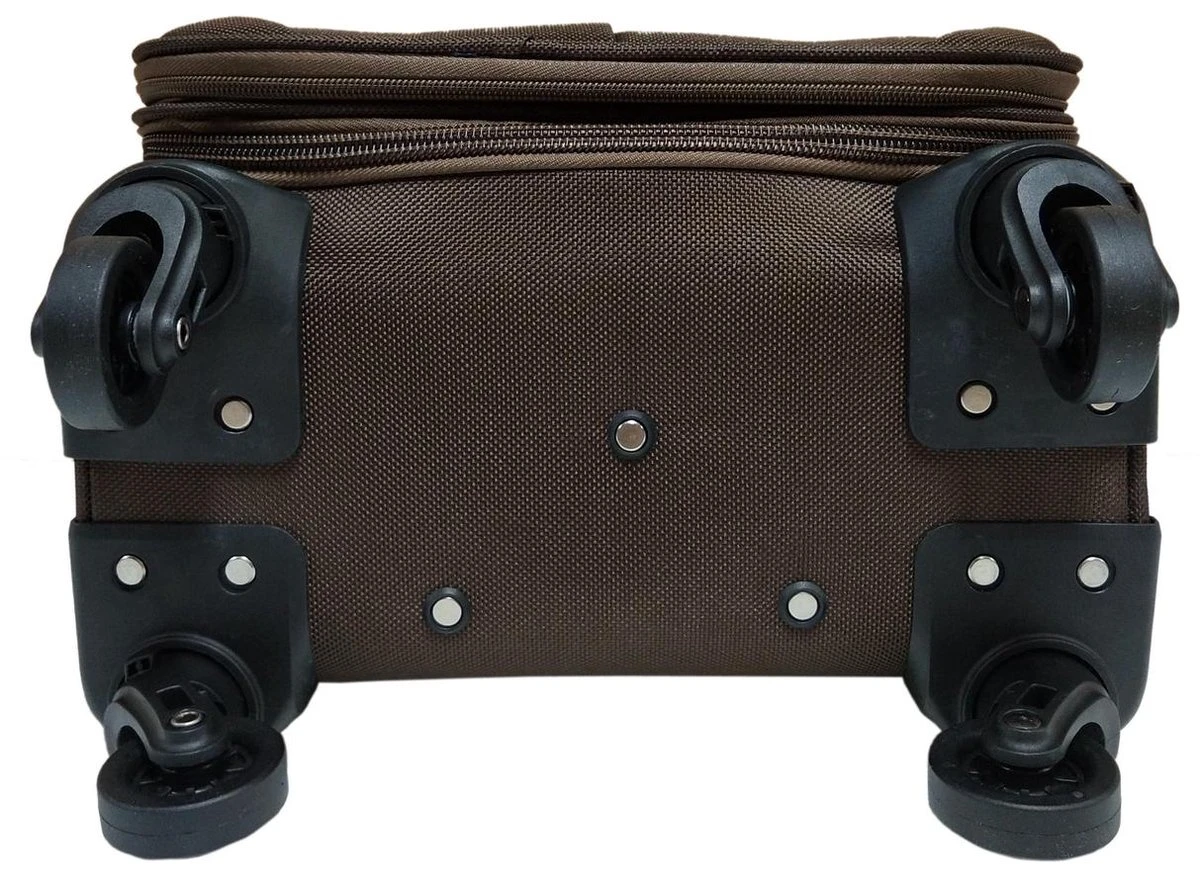 Stoffen Handbagage Koffer 51cm 4 Wielen Trolley - Bruin - Afbeelding 6