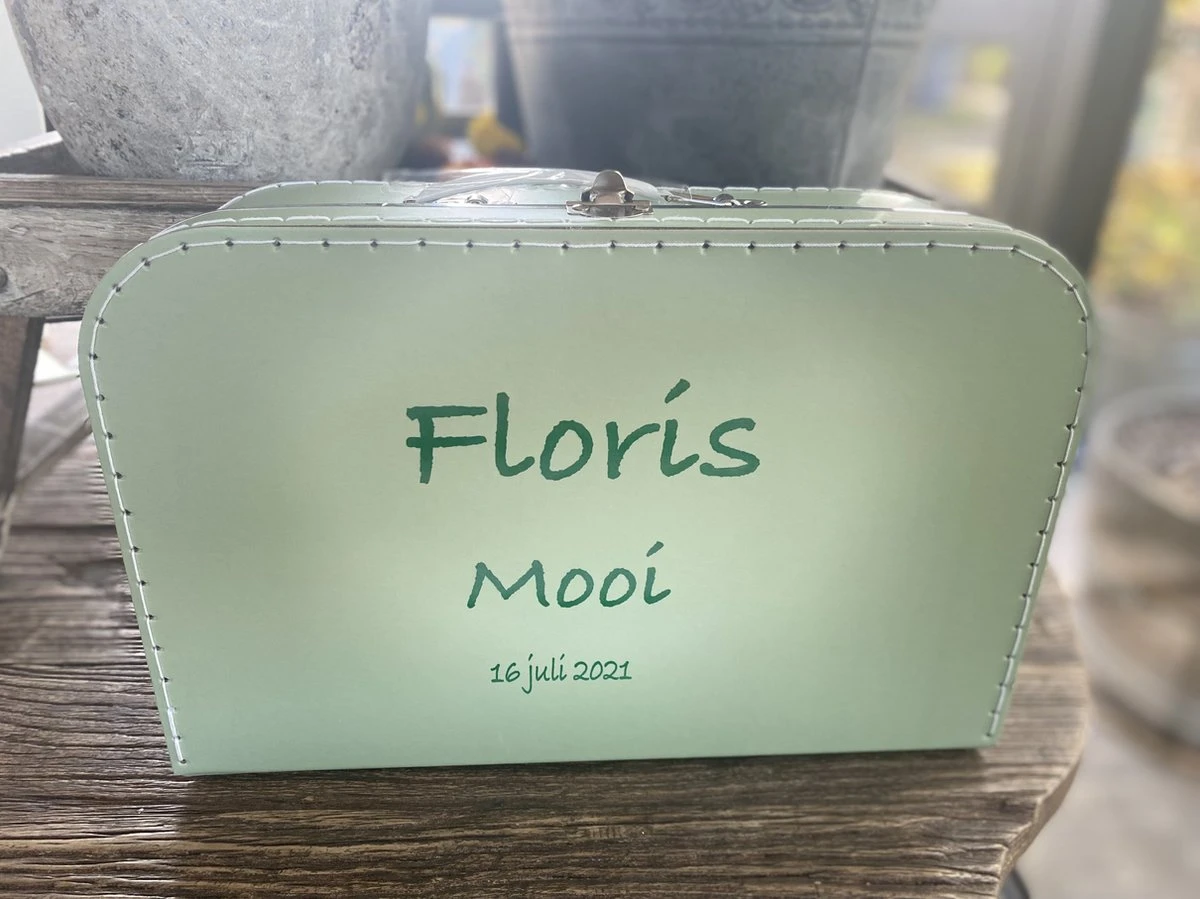 Merkloos Koffertje Karton Groen Maat L Met Eigen Opdruk - Met Naam - Afbeelding 3