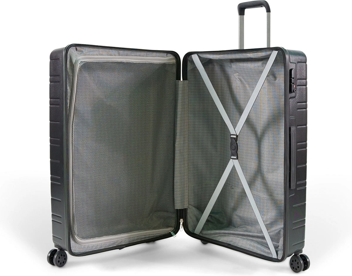 ©TROLLEYZ - Amsterdam No.9 - Reiskoffer 78cm Met TSA Slot - Dubbele Wielen - 360° Spinners - 100% ABS - Reiskoffer In Night Black - Afbeelding 4