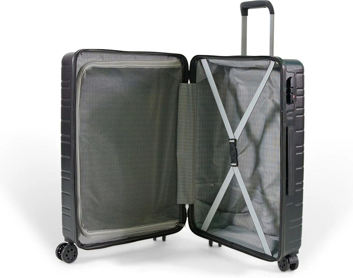 ©TROLLEYZ - Amsterdam No.9 - Reiskoffer 69cm Met TSA Slot - Dubbele Wielen - 360° Spinners - 100% ABS - Reiskoffer In Night Black - Afbeelding 4