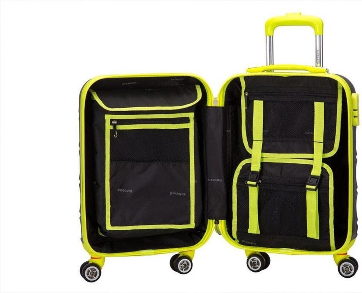 Decent Lumi Fix Handbagage Koffer - 55 Cm - Black/Lemon - Afbeelding 2