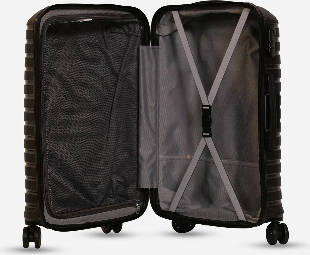 ©TROLLEYZ - Berlin No.11 - Reiskoffer 69cm Met Cijferslot - Dubbele Wielen - 360° Spinners - 100% Polypropyleen- Reiskoffer In Night Black - Afbeelding 4