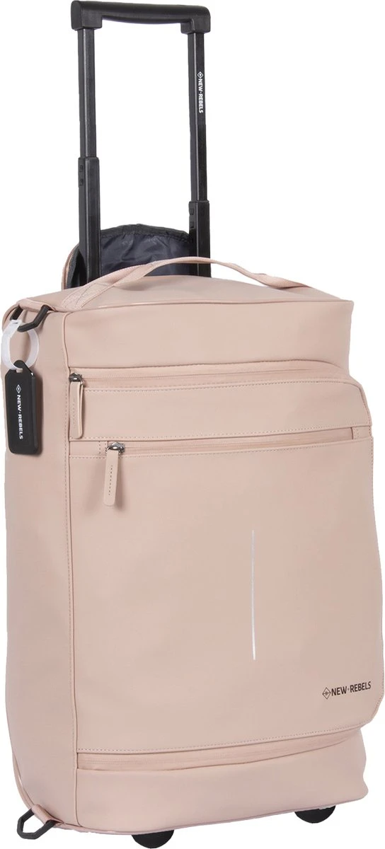 New Rebels® Harper Reistas / Weekendtas Geschikt Voor Handbagage - Waterafstotend Polyutheraan - Trolley Met Wielen En Reflectiedetails - Oud Roze - 29L - Afbeelding 11