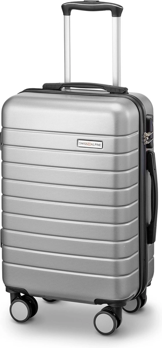 Swiss Alpine 2.0 - Handbagage Koffer - 55x35x20 Cm - 4 Wielen - Zilver