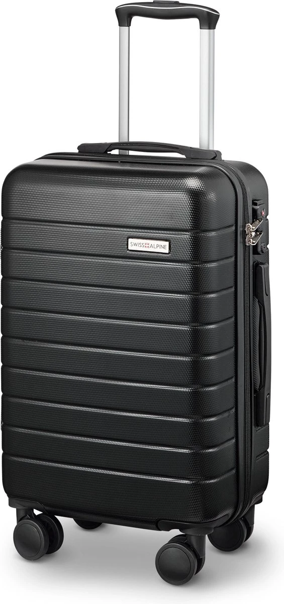 Swiss Alpine 2.0 - Handbagage Koffer - 55x35x20 Cm - 4 Wielen - Zwart
