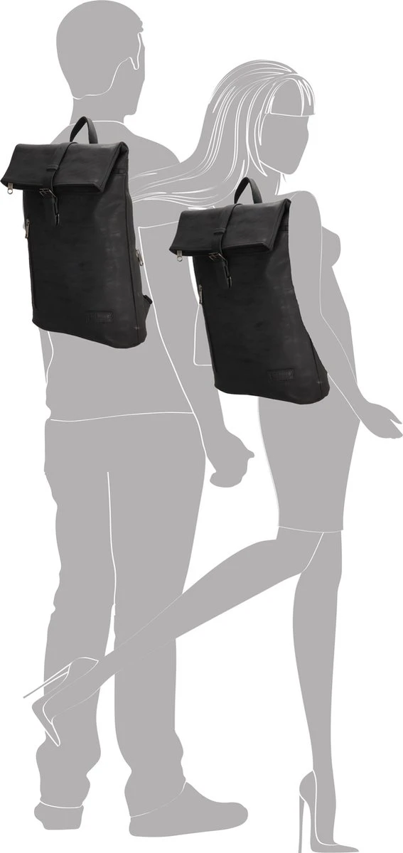 Enrico Benetti Rotterdam 66598 Laptop Rugzak / Businesstas Rolltop Rugzak 15" Laptopvak - Zwart - Afbeelding 5