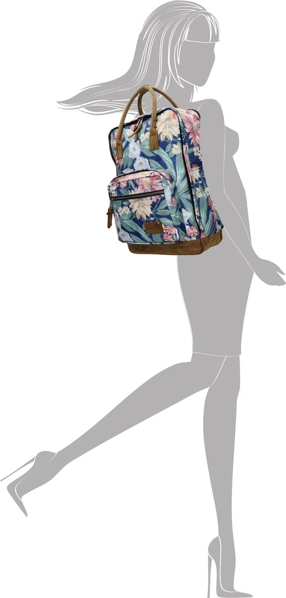 Enrico Benetti Santiago 46180 Laptoprugzak Met 17" Laptopvak - Donkerblauw Bloemen Print - Afbeelding 2