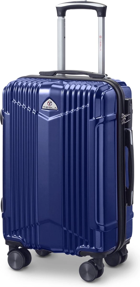 Tesla PC - Handbagage Koffer - 55x35x20 Cm - 4 Wielen - Blauw
