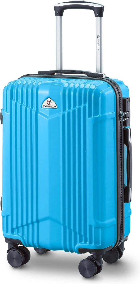 Tesla PC - Handbagage Koffer - 55x35x20 Cm - 4 Wielen - Licht Blauw - Afbeelding 2