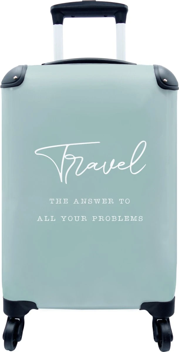 MuchoWow® Koffer - Spreuken - Quotes - The Answer To All Your Problems - Travel - Reizen - Past Binnen 55x40x20 Cm En 55x35x25 Cm - Handbagage - Trolley - Fotokoffer - Cabin Size - Print