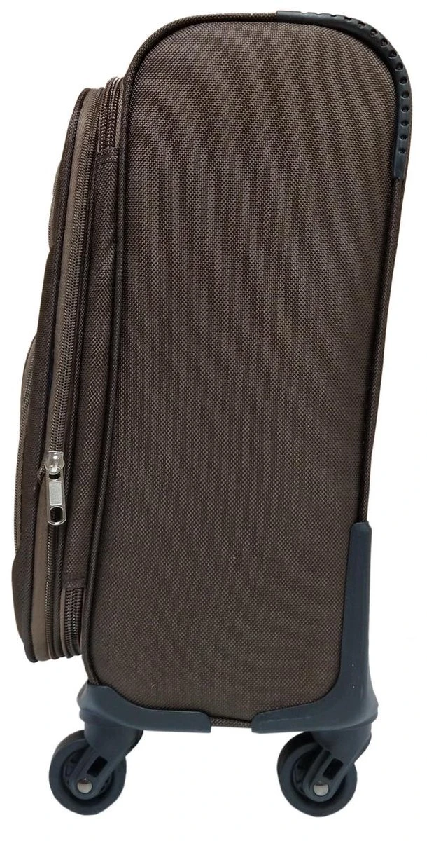 Stoffen Handbagage Koffer 51cm 4 Wielen Trolley - Bruin - Afbeelding 3