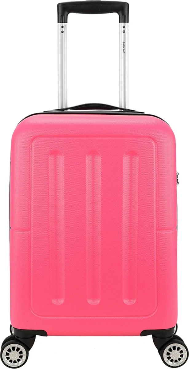 Decent Handbagage Koffer / Trolley / Reiskoffer - 50 Cm - 32 Liter - ABS - Neon-Fix - Roze