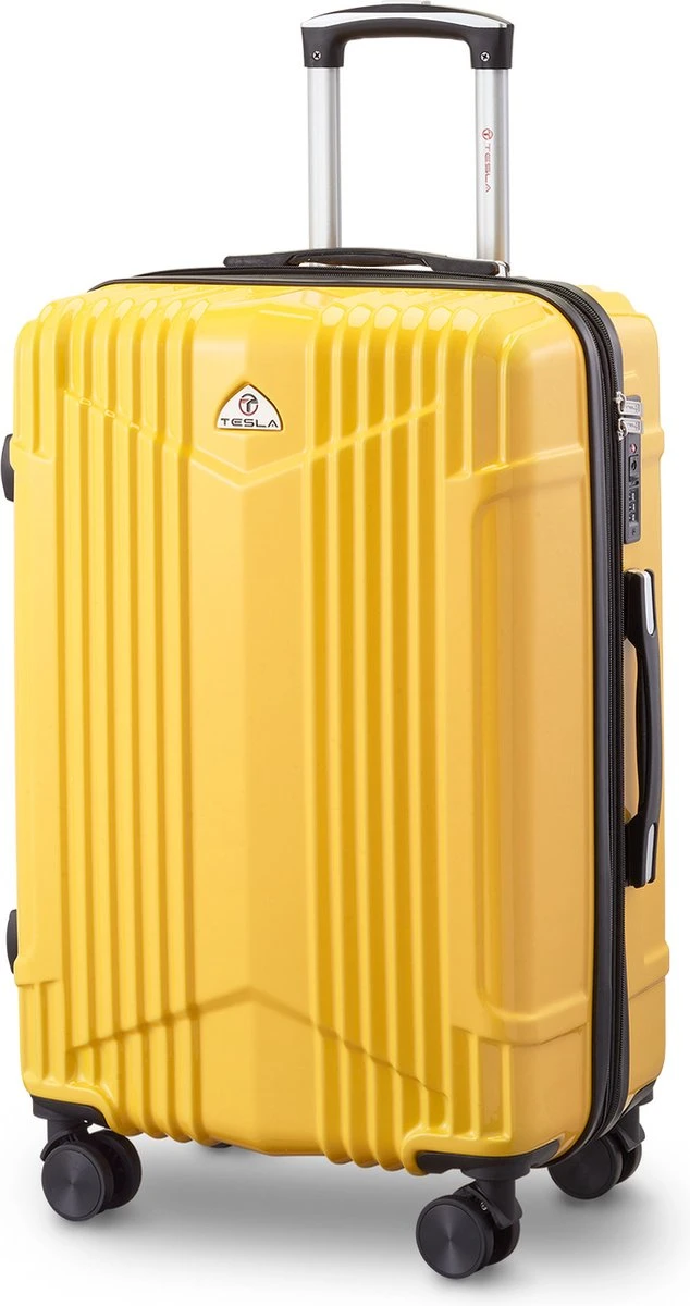Tesla PC - Reiskoffer - 65 Cm - 4 Wielen - Geel