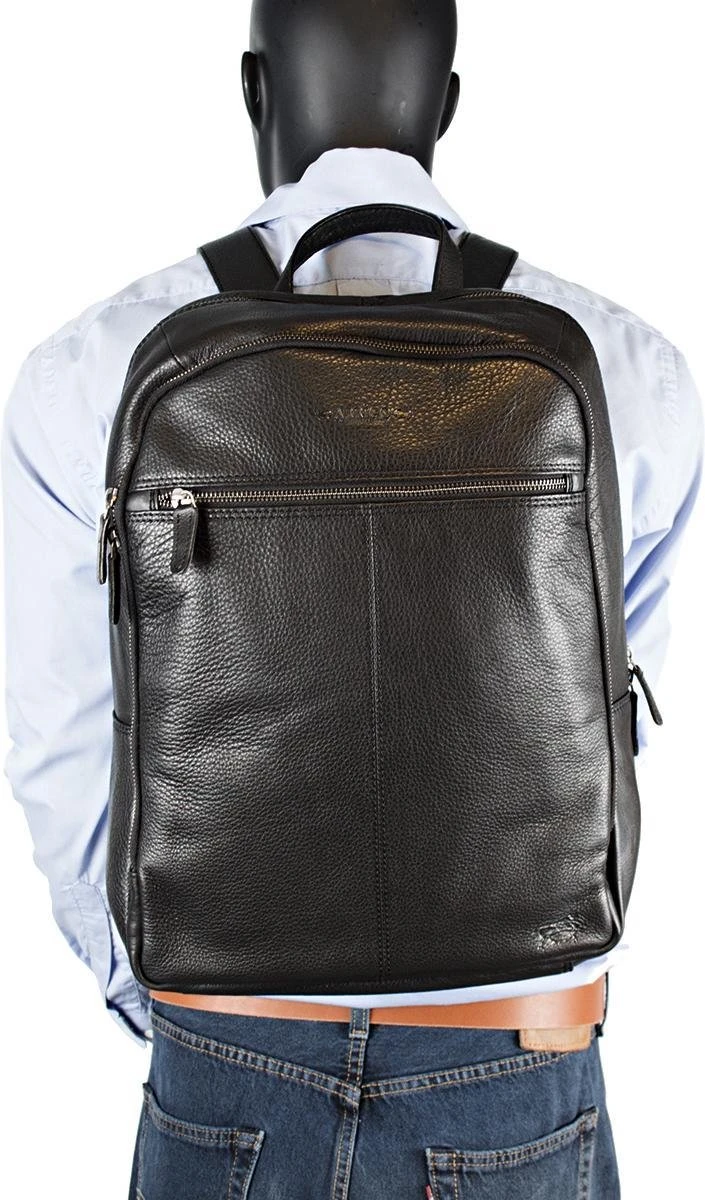 Rugzak Dames Leer Of Rugtas Heren Leer - Zwart Leer - Zwarte Laptop Rugzak Unisex - Afbeelding 5