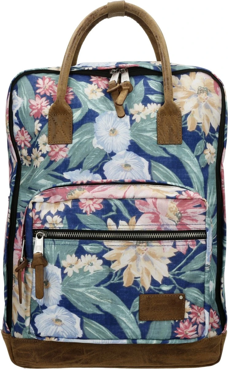 Enrico Benetti Santiago 46180 Laptoprugzak Met 17" Laptopvak - Donkerblauw Bloemen Print