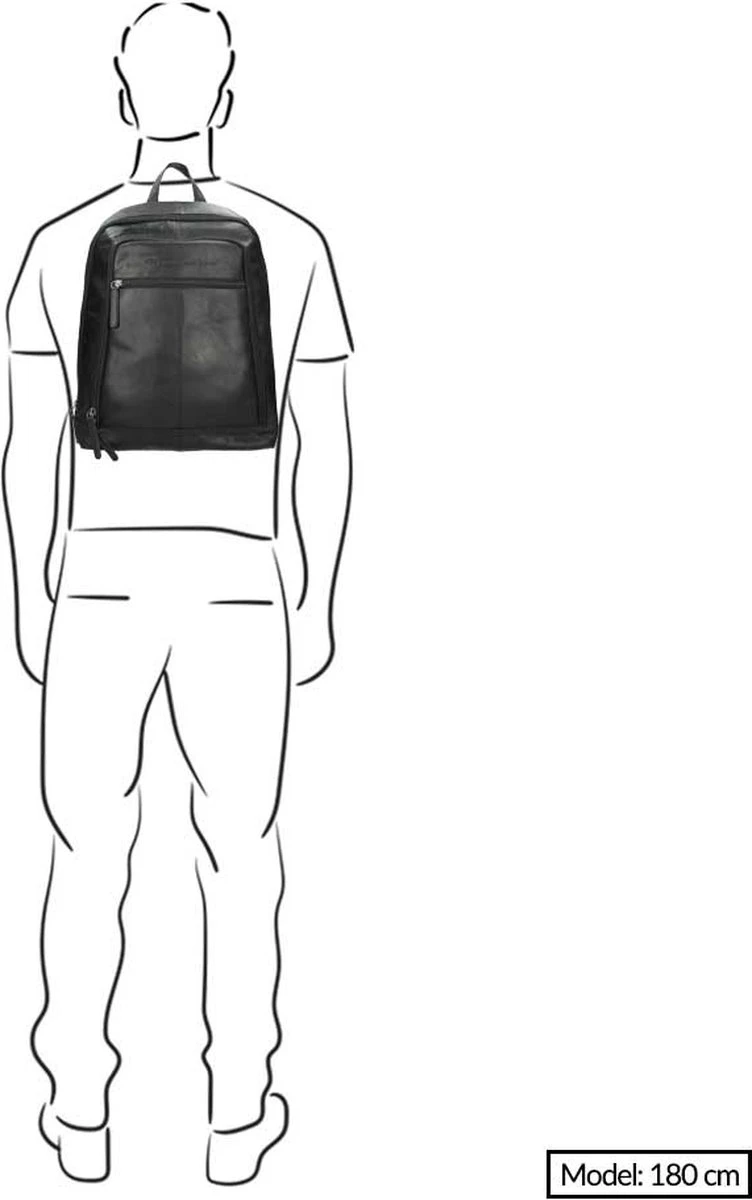 Chesterfield James Leren Laptop Rugzak - 14 Inch - Zwart - Afbeelding 12