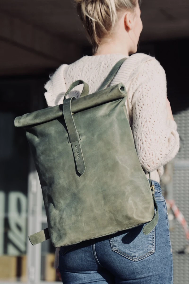 Beocca - Leren Rugzak Mavis Groen - 15" Laptoptas - Afbeelding 8