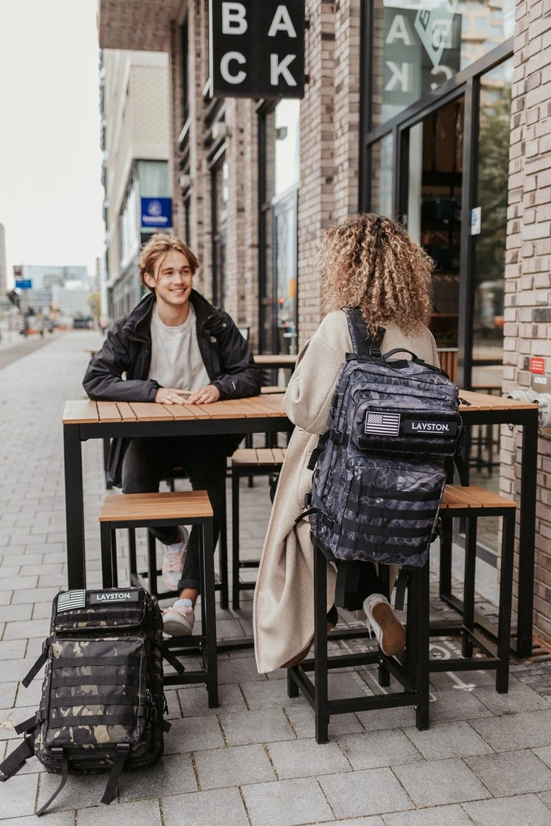 LAYSTON. - 45L Sport School Werk Rugtas - Sport Rugzak - Tactical Backpack - Waterafstotend - Camo Groen - Afbeelding 7