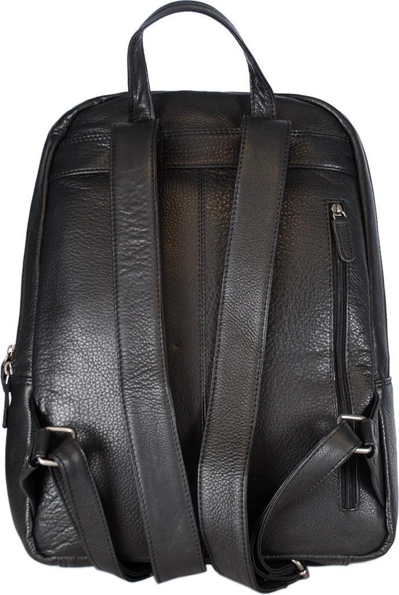 Rugzak Dames Leer Of Rugtas Heren Leer - Zwart Leer - Zwarte Laptop Rugzak Unisex - Afbeelding 2